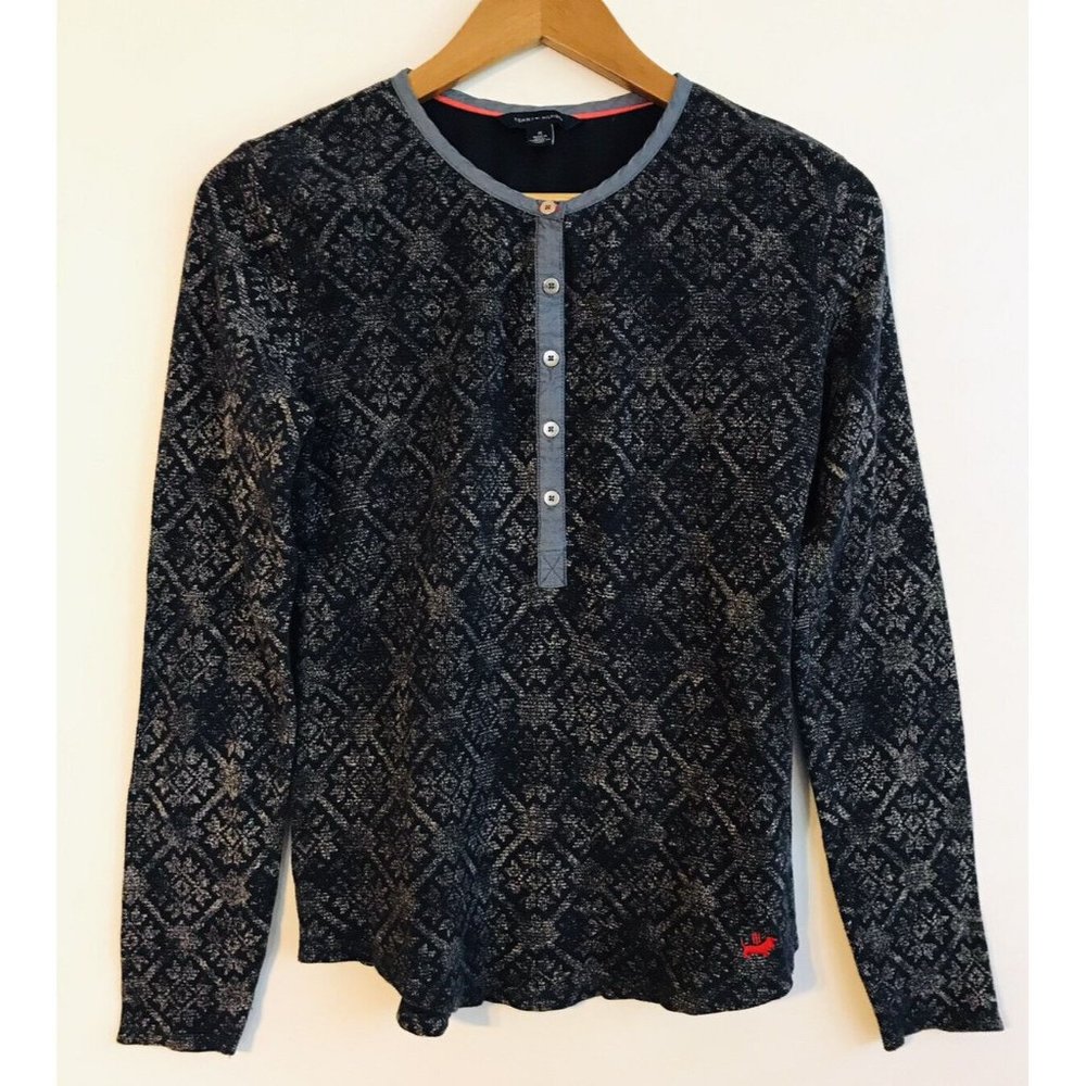 Tommy Hilfiger Women's Blue Long Sleeve Knit Shirt Top